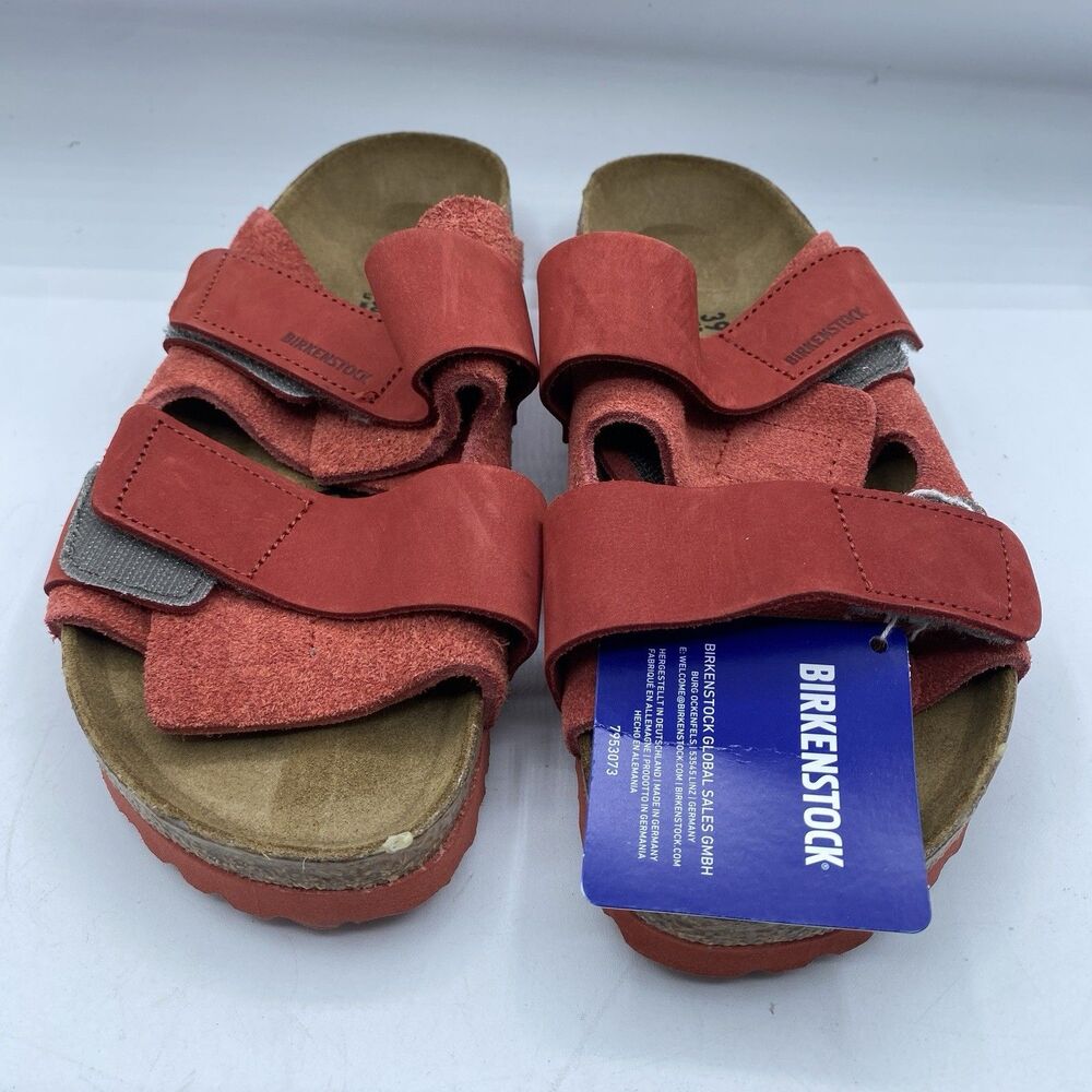 Birkenstock Uji Nubuck Suede Sandals Womens 8 EU 39 Red Leather Boho Casual NWOB